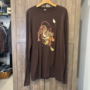 NWT Onno organic brown XL long sleeve brown tee Shirt Lion Graphic